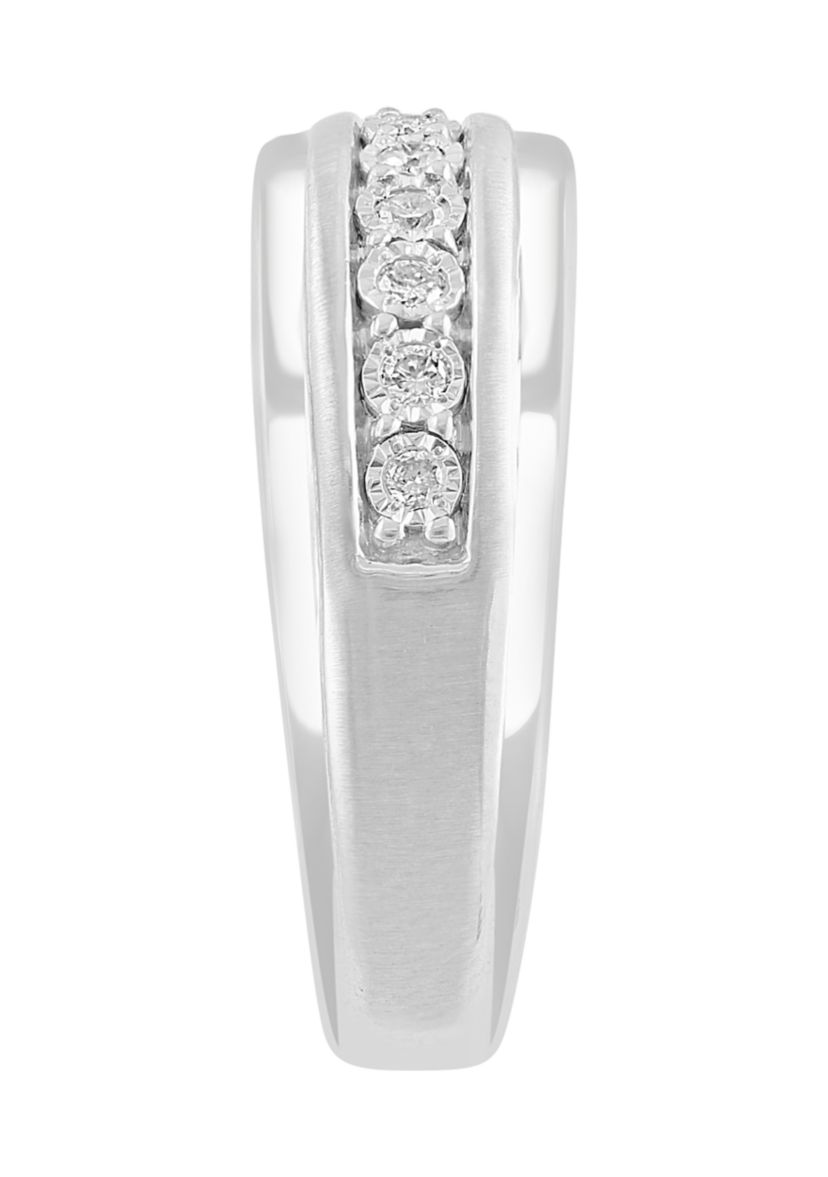 Mens Diamond Ring in Sterling Silver