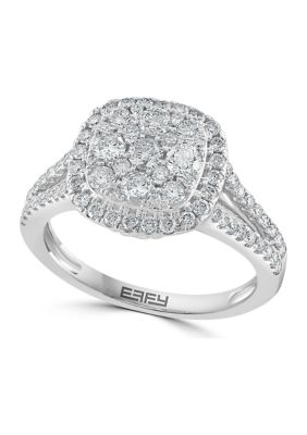 Effy 1 Ct. T.w. Diamond Cluster Ring In 14K White Gold, 7 -  0191120611341