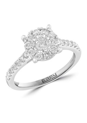 Effy 3/4 Ct. T.w. Diamond Miracle Set Cluster Ring In 14K White Gold, 7 -  0191120611358