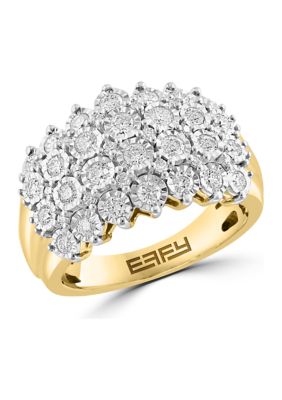 Effy Diamond Ring In 14K White And Yellow Gold
