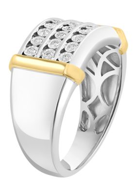 Effy Men's 1/4 Ct. T.w. Diamond Miracle Set Ring In Sterling Silver With 14K Gold Plating