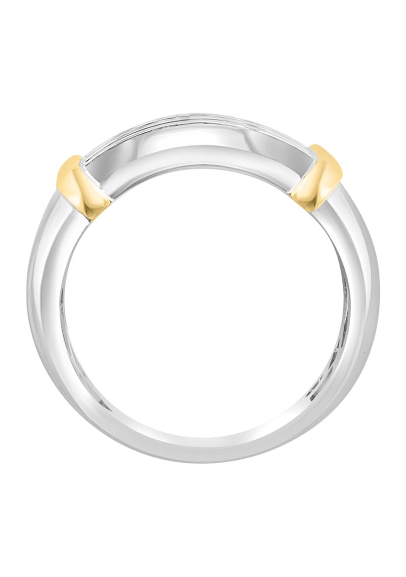 Mens 1/4 ct. t.w. Diamond Miracle Set Ring in Sterling Silver with 14K Gold Plating