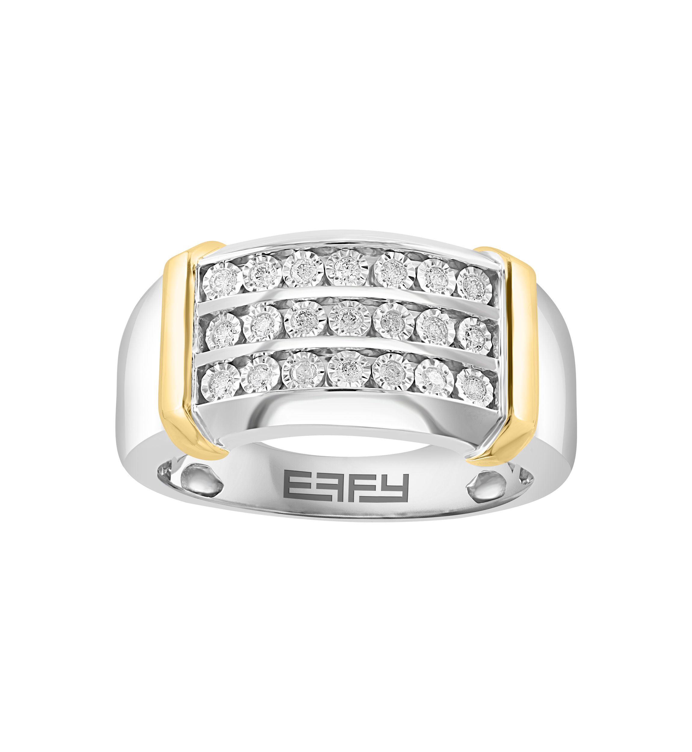 Mens 1/4 ct. t.w. Diamond Miracle Set Ring in Sterling Silver with 14K Gold Plating