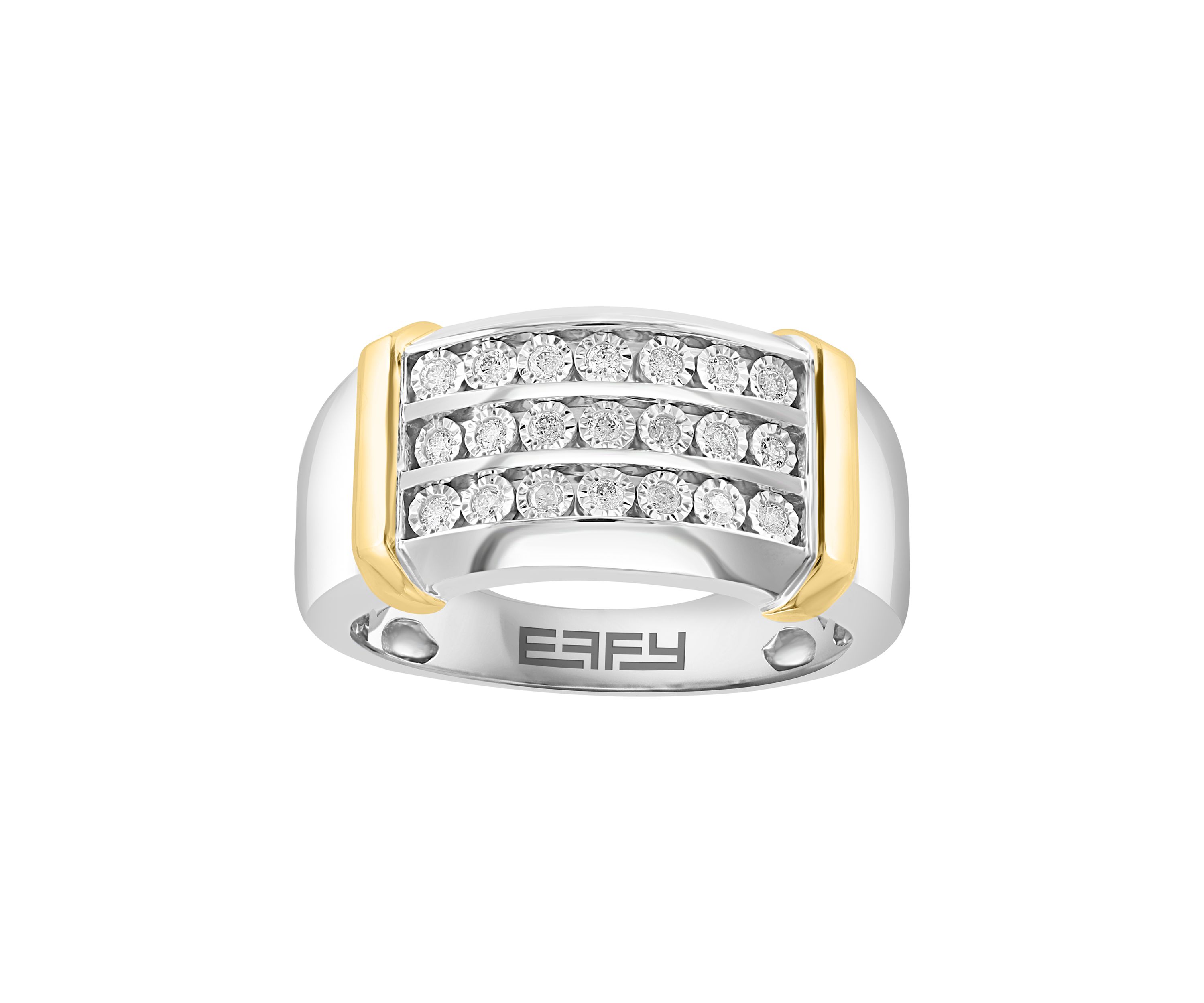 Mens 1/4 ct. t.w. Diamond Miracle Set Ring in Sterling Silver with 14K Gold Plating
