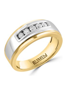 Effy Men's Gold Plated Diamond Ring In Sterling Silver