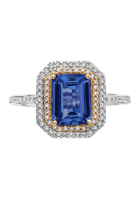 Effy 1/3 Ct. T.w. Diamond And 2.09 Ct. T.w. Tanzanite Ring In 14K Two Tone Gold