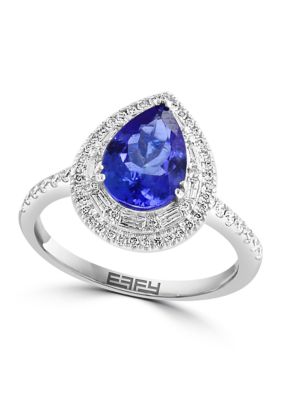 Effy 1/2 Ct. T.w. Diamond, 1.76 Ct. T.w. Tanzanite Ring In 14K White Gold -  0191120688190