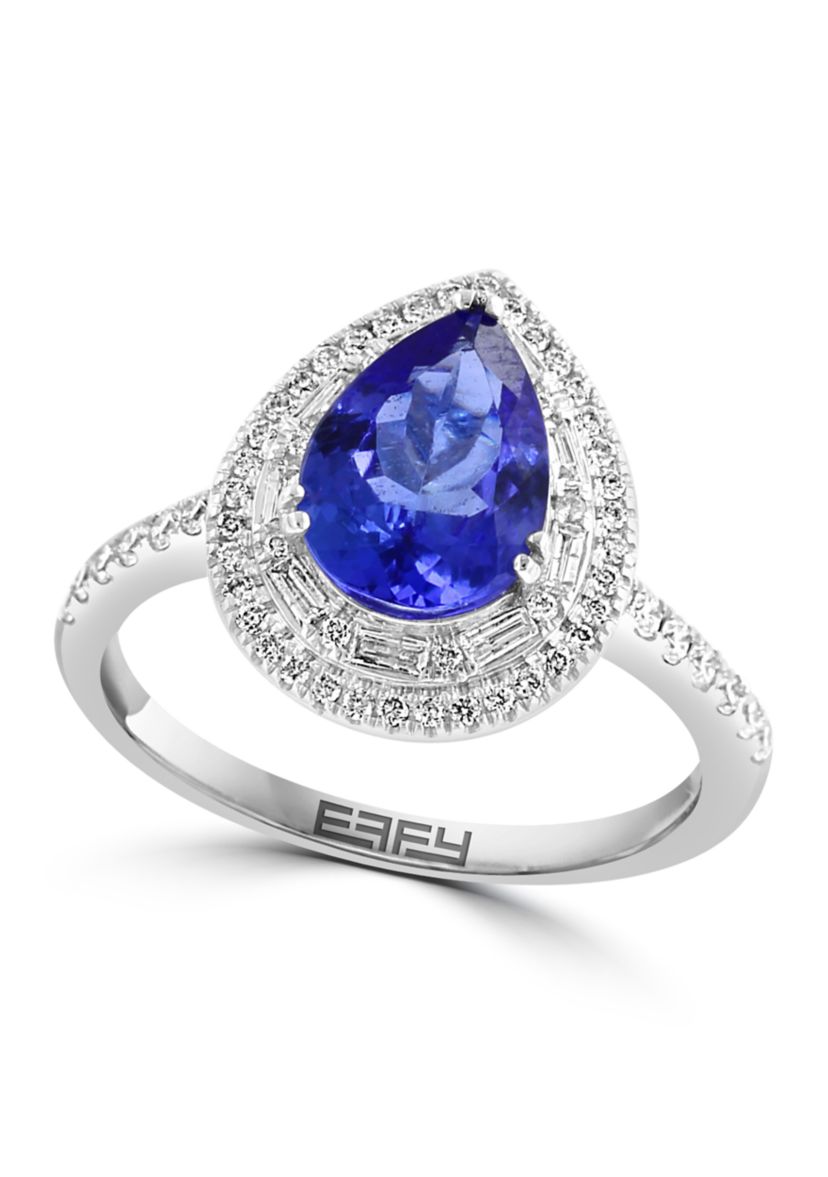 1/2 ct. t.w. Diamond, 1.76 ct. t.w. Tanzanite Ring in 14K White Gold