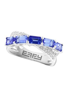 Effy 1/8 Ct. T.w. Diamond And Tanzanite Ring In 925 Sterling Silver, 7 -  0191120837338