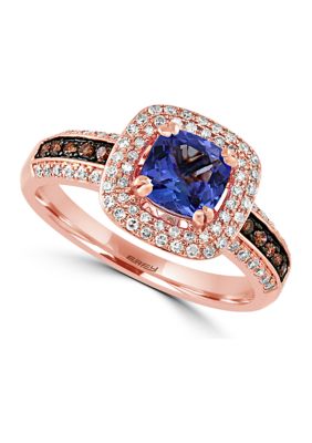 Effy 3/8 Ct. T.w. Diamond And 1 Ct. T.w. Tanzanite Ring In 14K Rose Gold