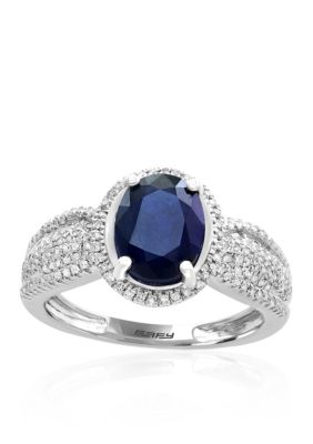 Effy Sapphire And Diamond Ring In Sterling Silver