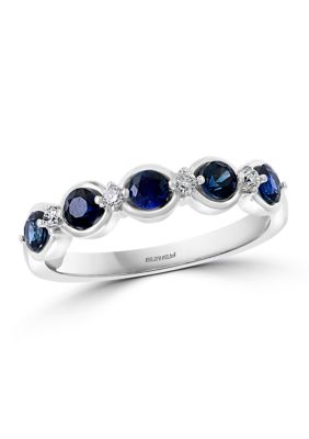 Effy 1/10 Ct. T.w. Diamond And 3/4 Ct. T.w. Sapphire Ring In 14K White Gold, 7 -  0191120074047