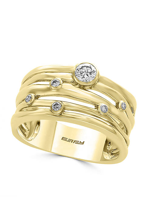 Effy® 14K Yellow-Gold Scattered Diamond Band Ring