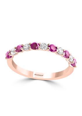 Effy 7/8 ct. t.w. Pink Sapphire and White Sapphire Ring in 14K Rose Gold