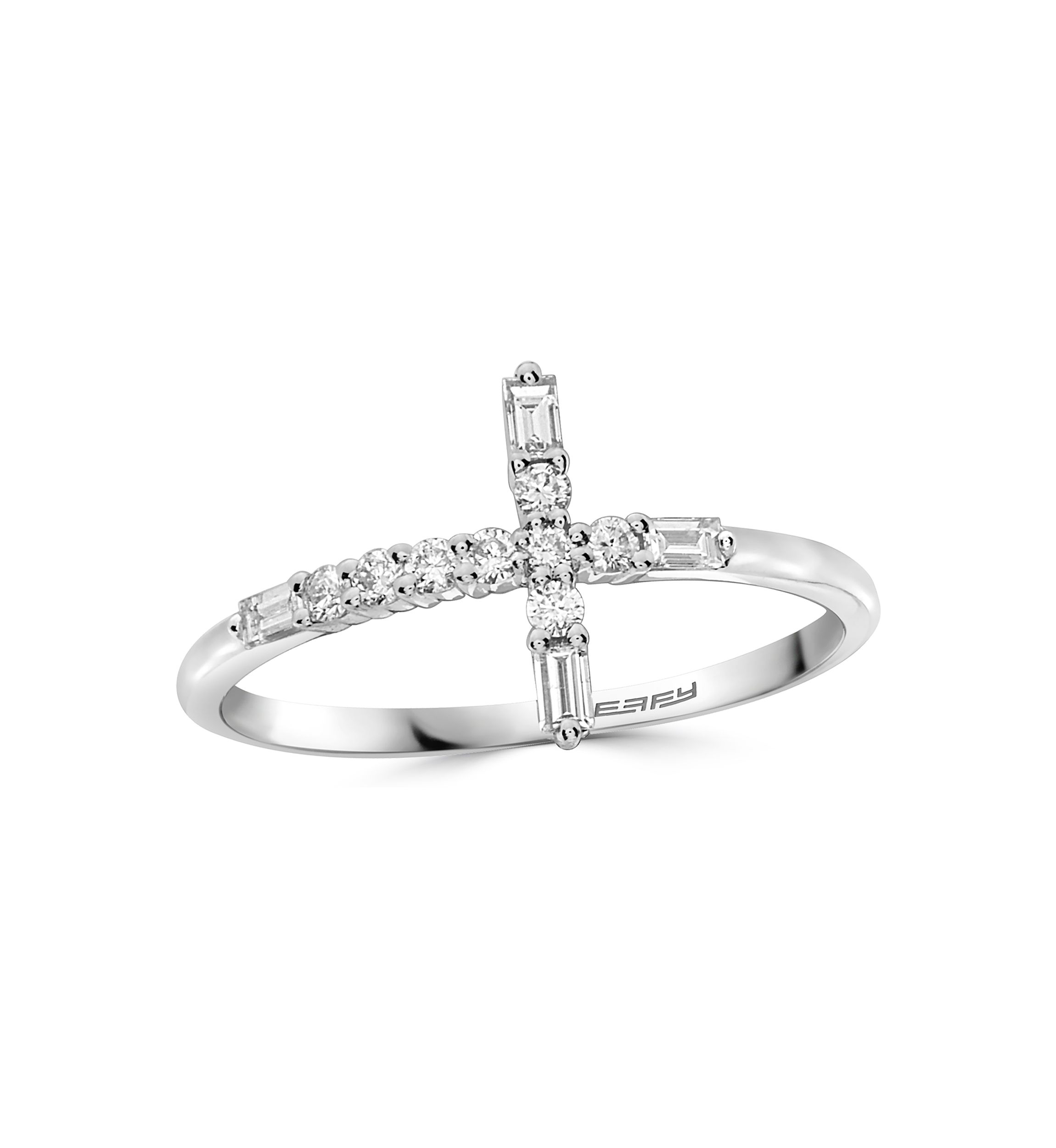 1/4 ct. t.w. Diamond Cross Ring in 14k White Gold
