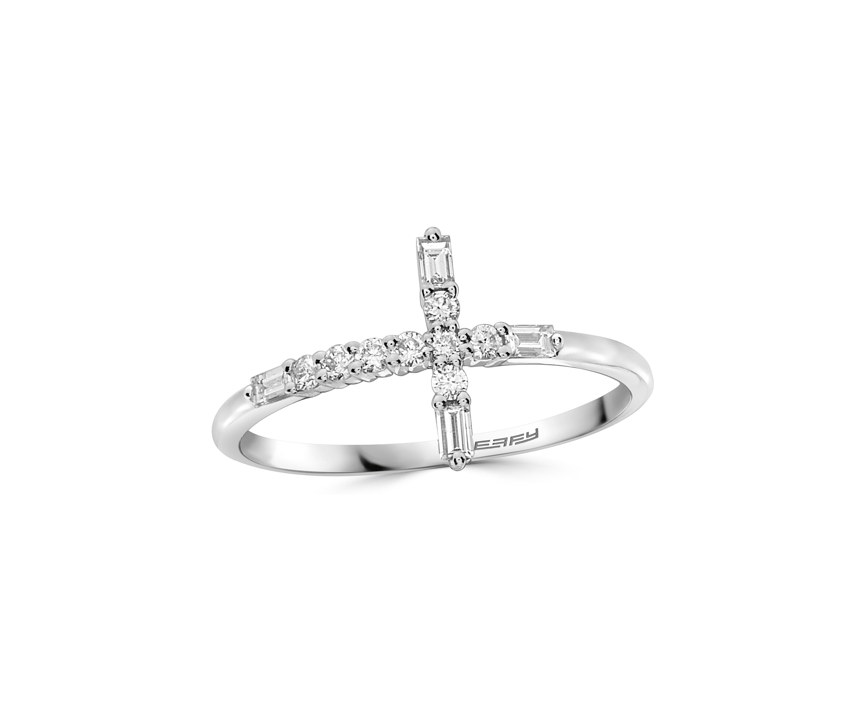 1/4 ct. t.w. Diamond Cross Ring in 14k White Gold
