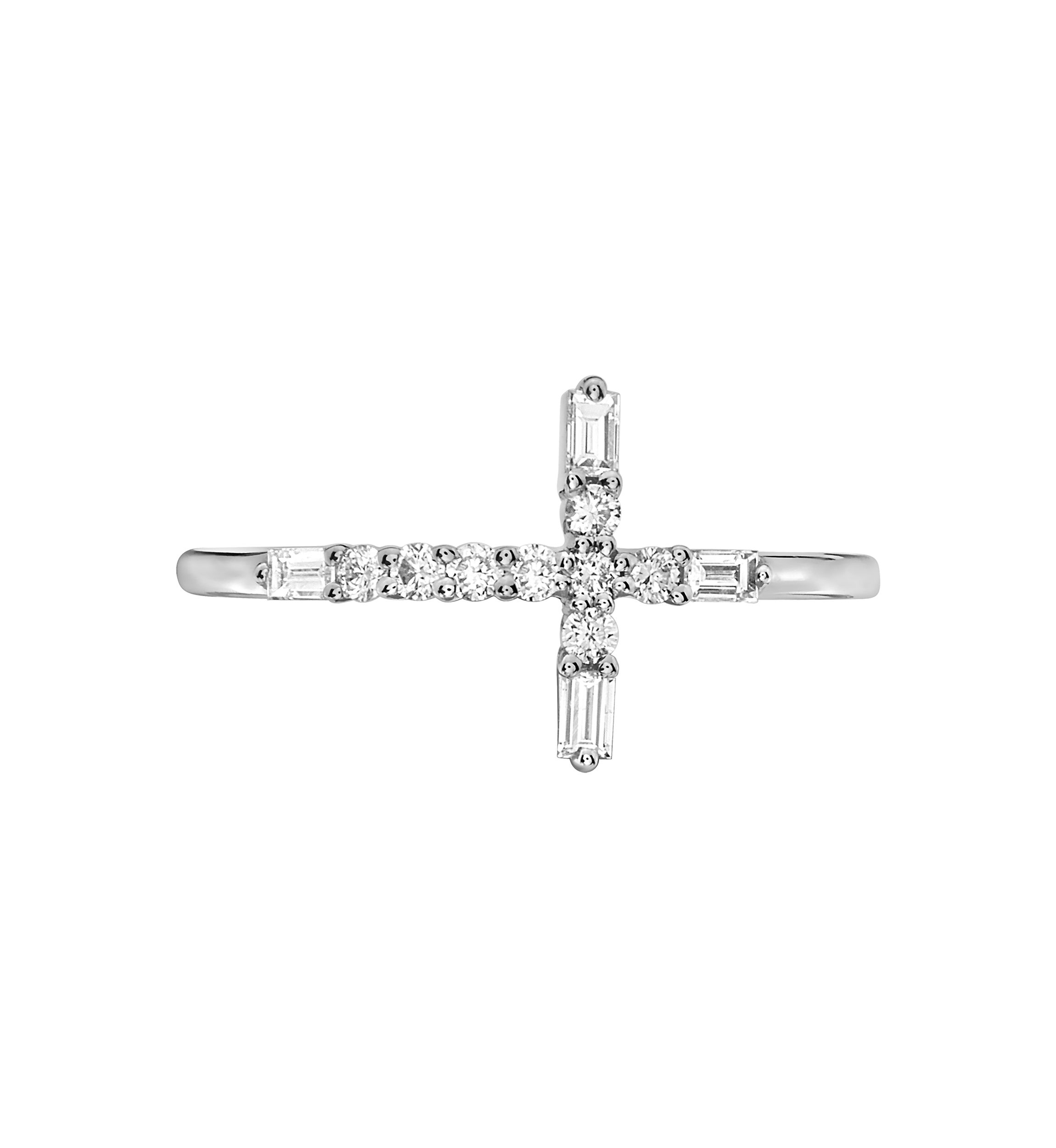 1/4 ct. t.w. Diamond Cross Ring in 14k White Gold