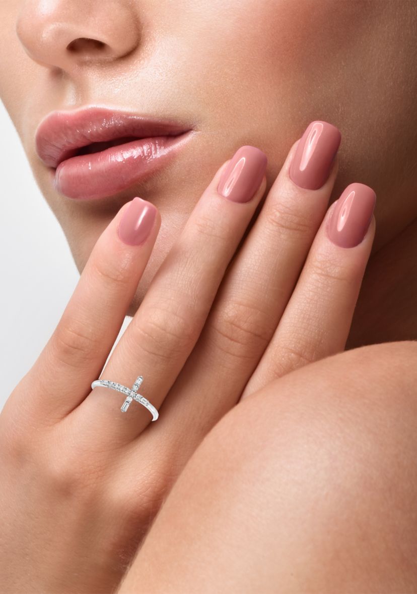1/4 ct. t.w. Diamond Cross Ring in 14k White Gold