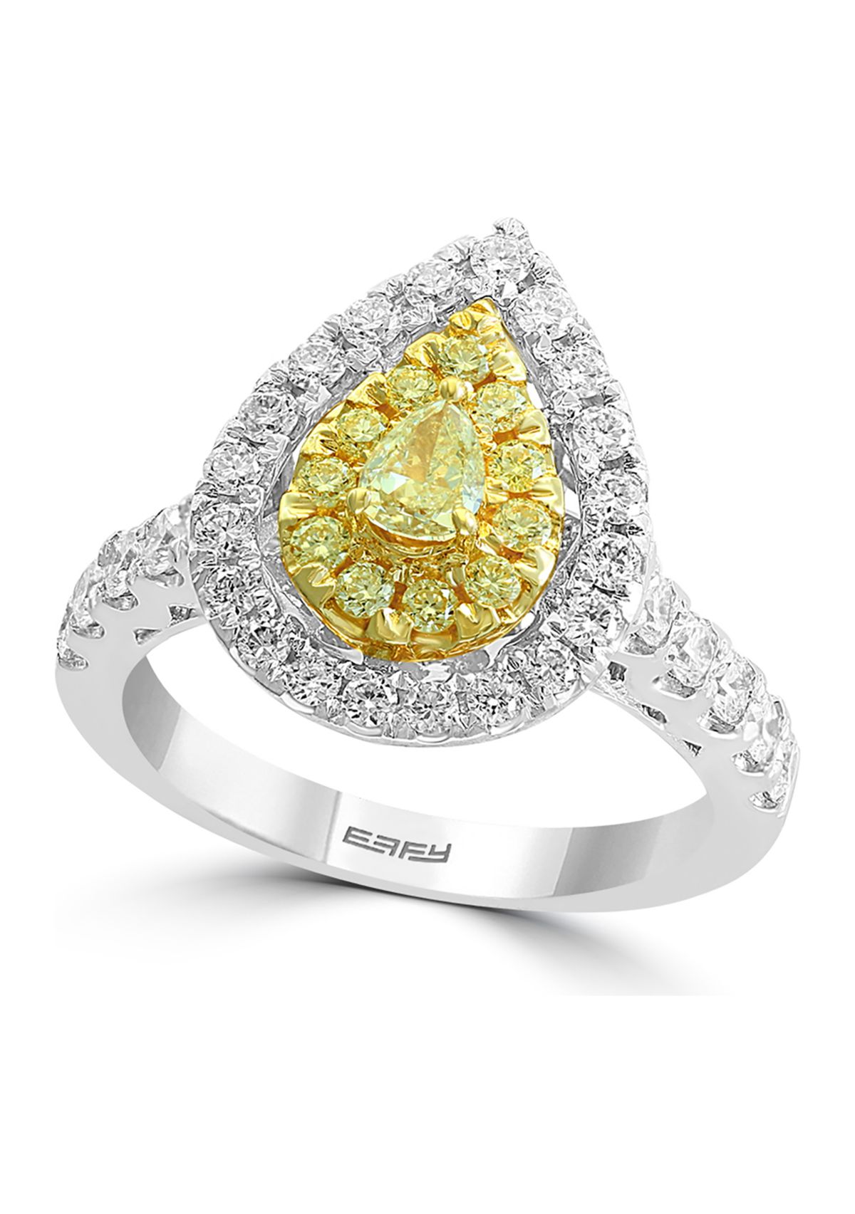 1.21 ct. t.w. Cluster Diamond Ring with White and Natural Yellow Diamonds in 18K White and Yellow Gold