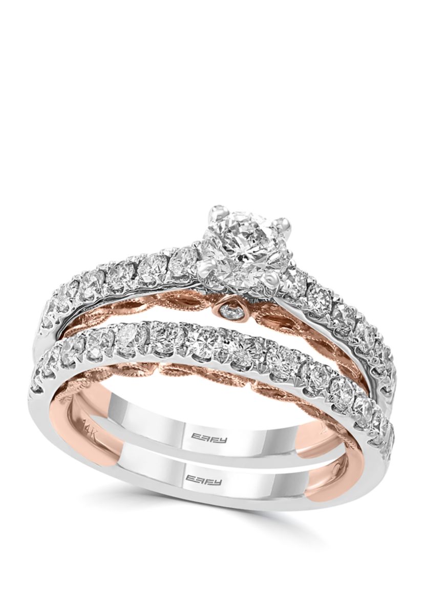 1.38 ct. t.w. Set of 2 Diamond Rings in 14k White and Rose Gold