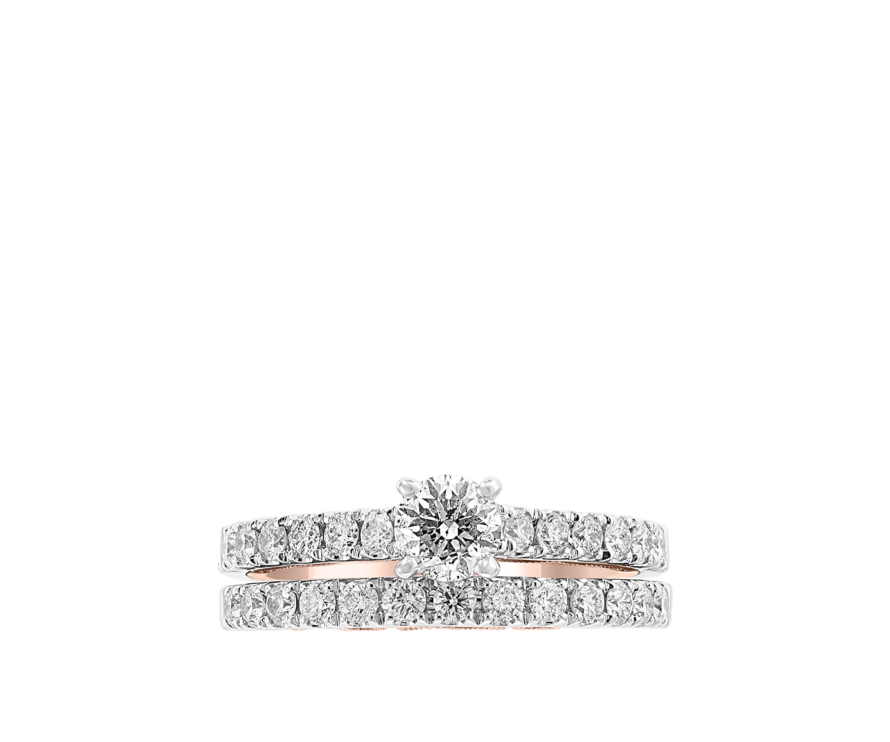 1.38 ct. t.w. Set of 2 Diamond Rings in 14k White and Rose Gold
