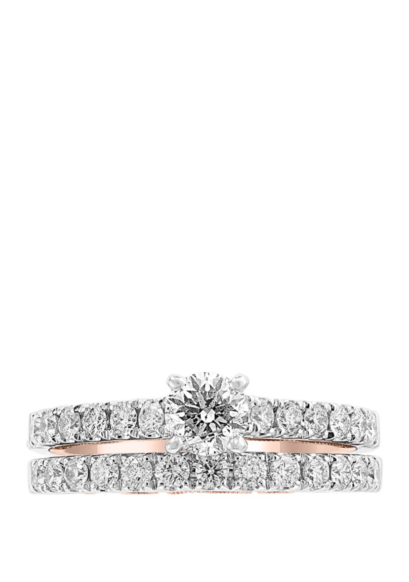 1.38 ct. t.w. Set of 2 Diamond Rings in 14k White and Rose Gold