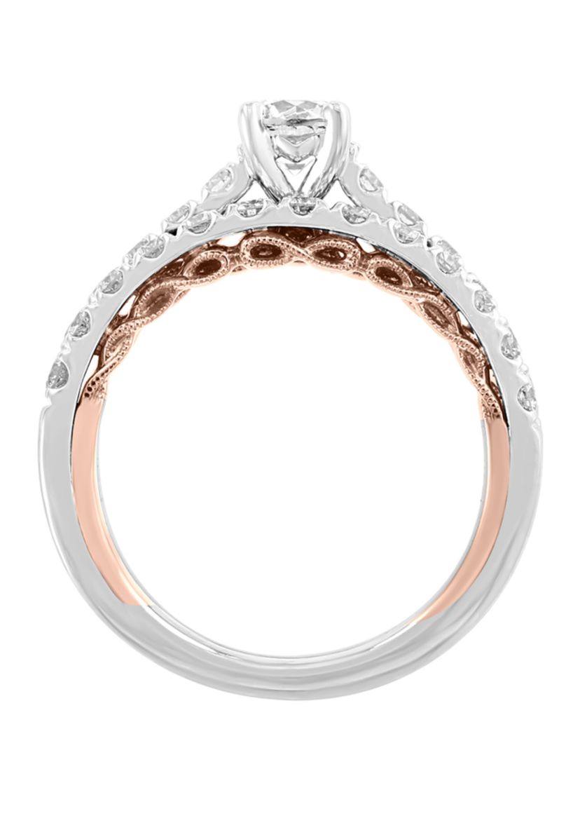 1.38 ct. t.w. Set of 2 Diamond Rings in 14k White and Rose Gold