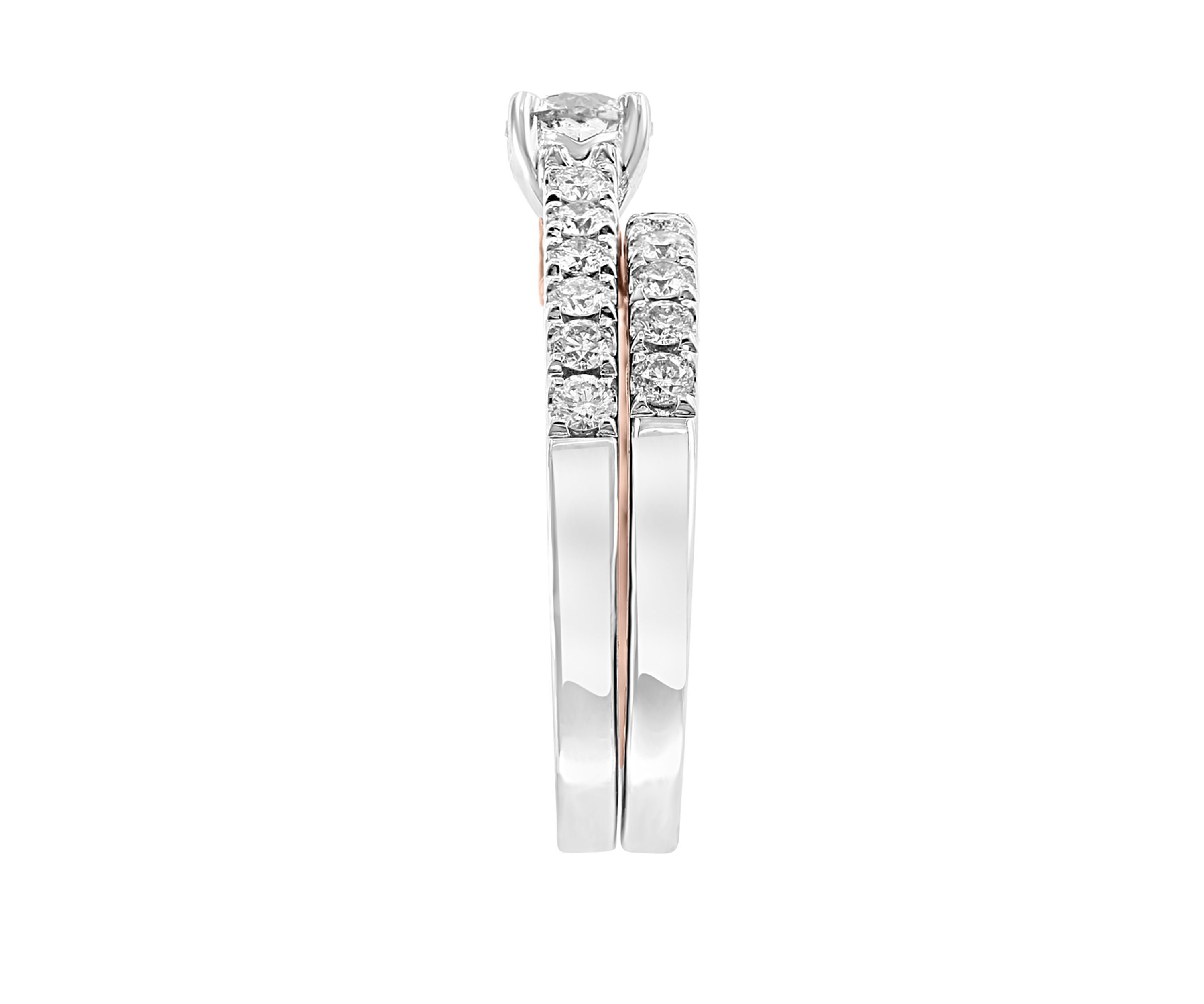1.38 ct. t.w. Set of 2 Diamond Rings in 14k White and Rose Gold