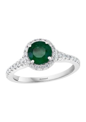 Effy 1/3 Ct. T.w. Diamond And 1 Ct. T.w. Emerald Ring In 14K White Gold, 7 -  0191120227849