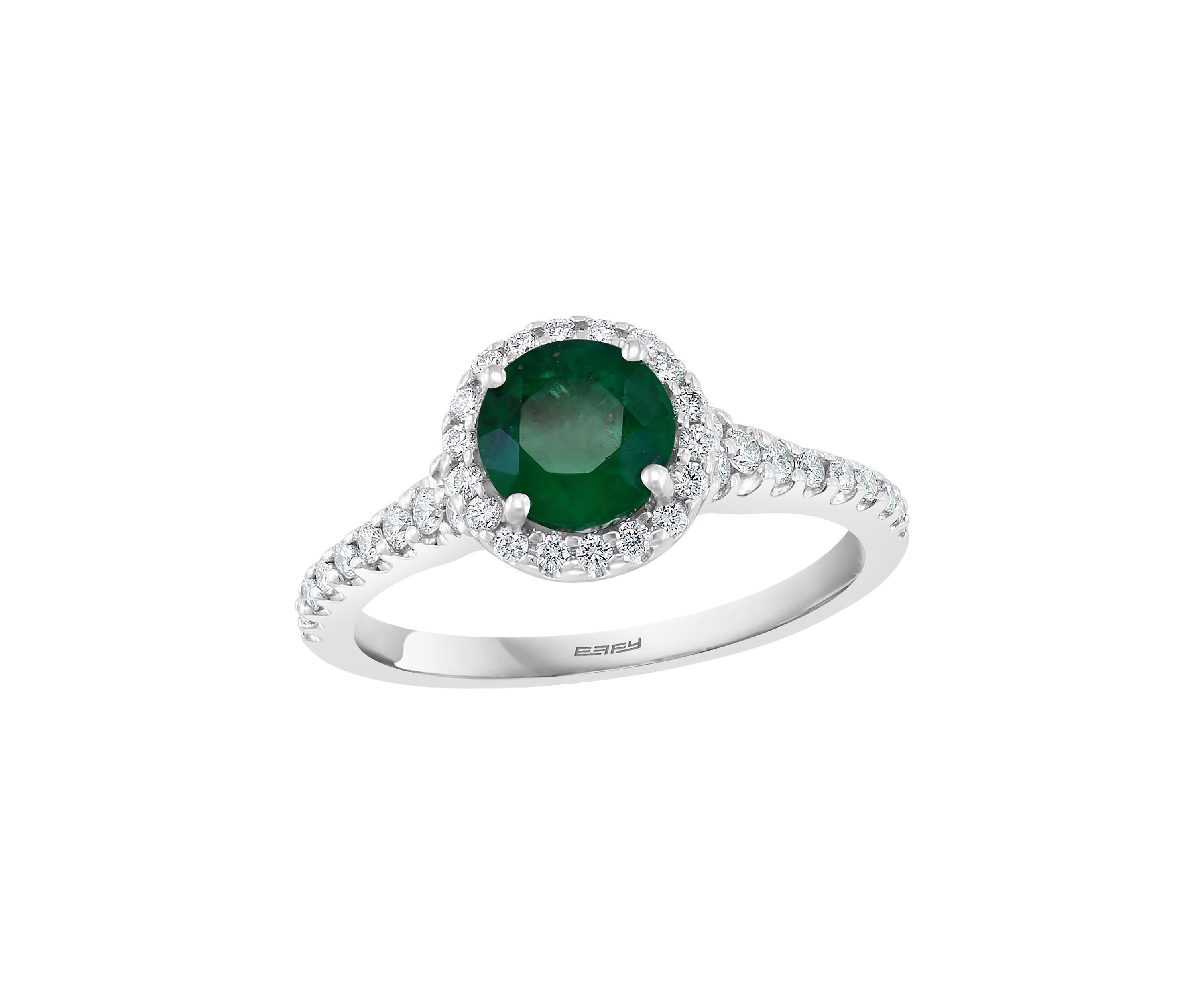 1/3 ct. t.w. Diamond and 1 ct. t.w. Emerald Ring in 14K White Gold 