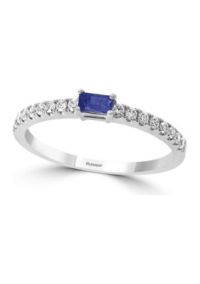 Effy 1/6 Ct. T.w. Diamond And 1/10 Ct. T.w. Sapphire Ring In 14K Yellow Gold