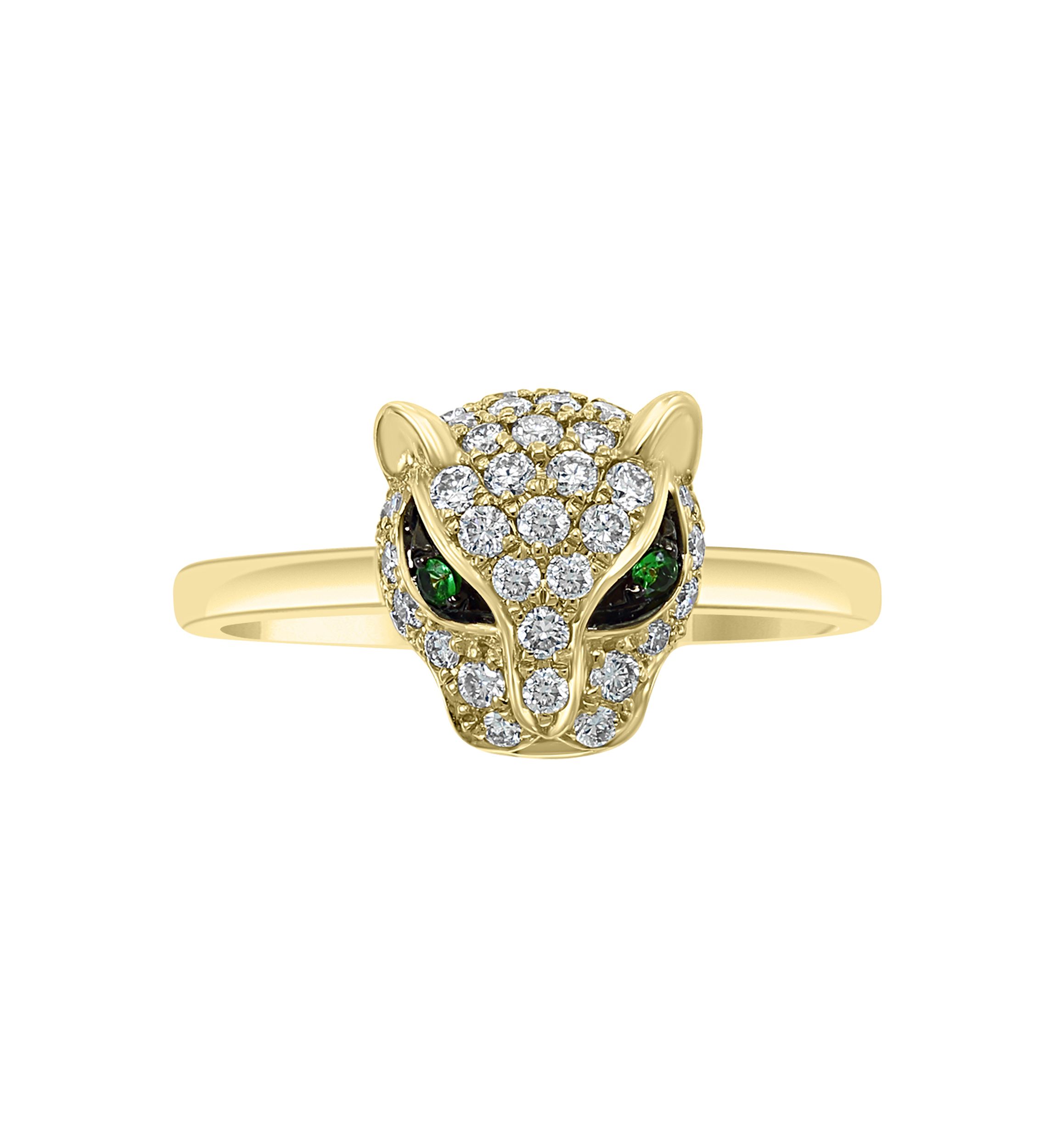 14K Yellow Gold Diamond Tsavorite Ring 