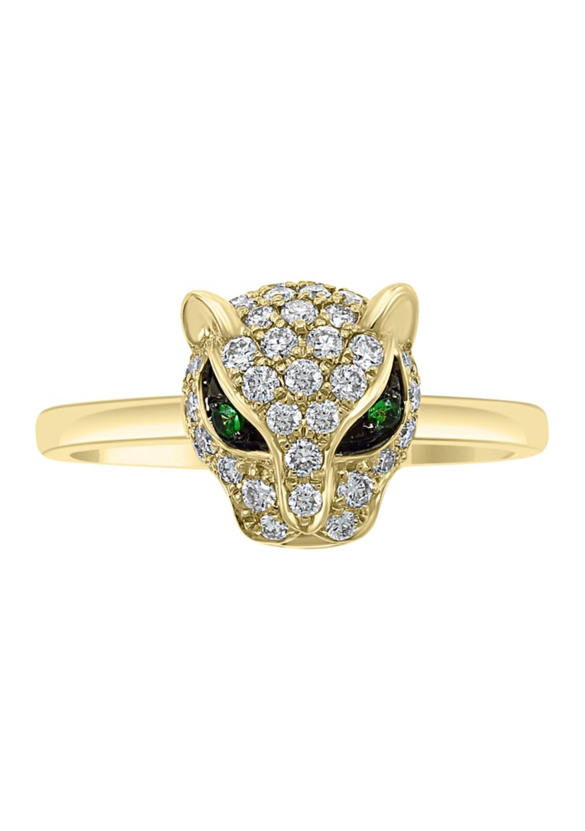 14K Yellow Gold Diamond Tsavorite Ring 