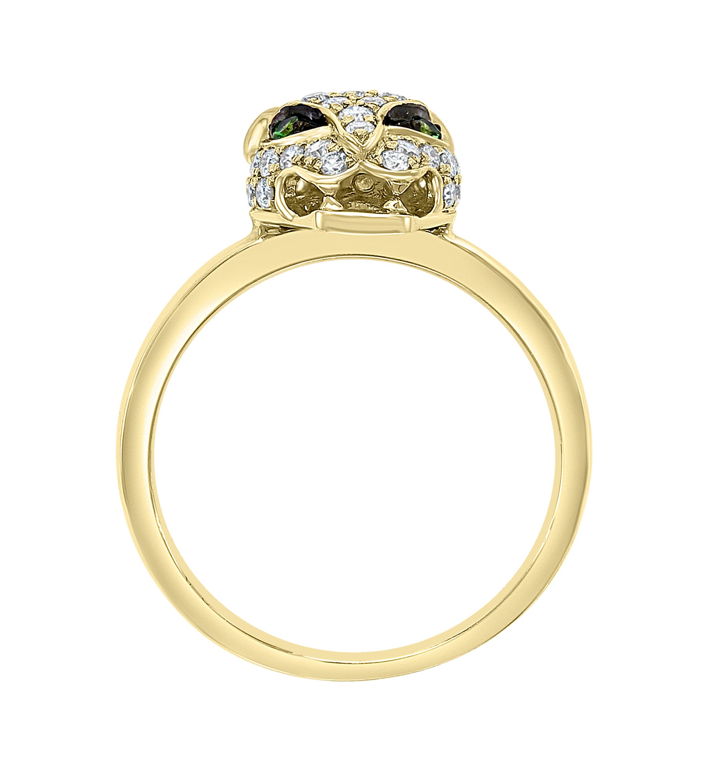 14K Yellow Gold Diamond Tsavorite Ring 