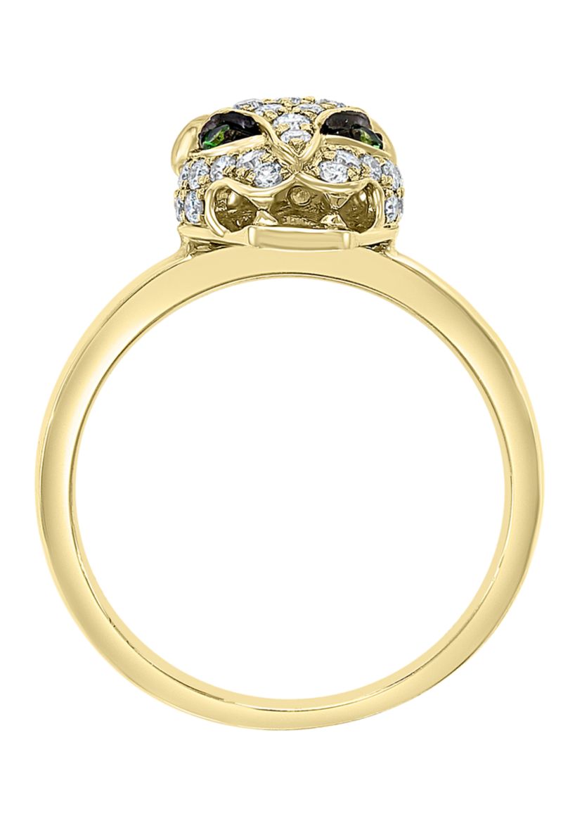 14K Yellow Gold Diamond Tsavorite Ring 