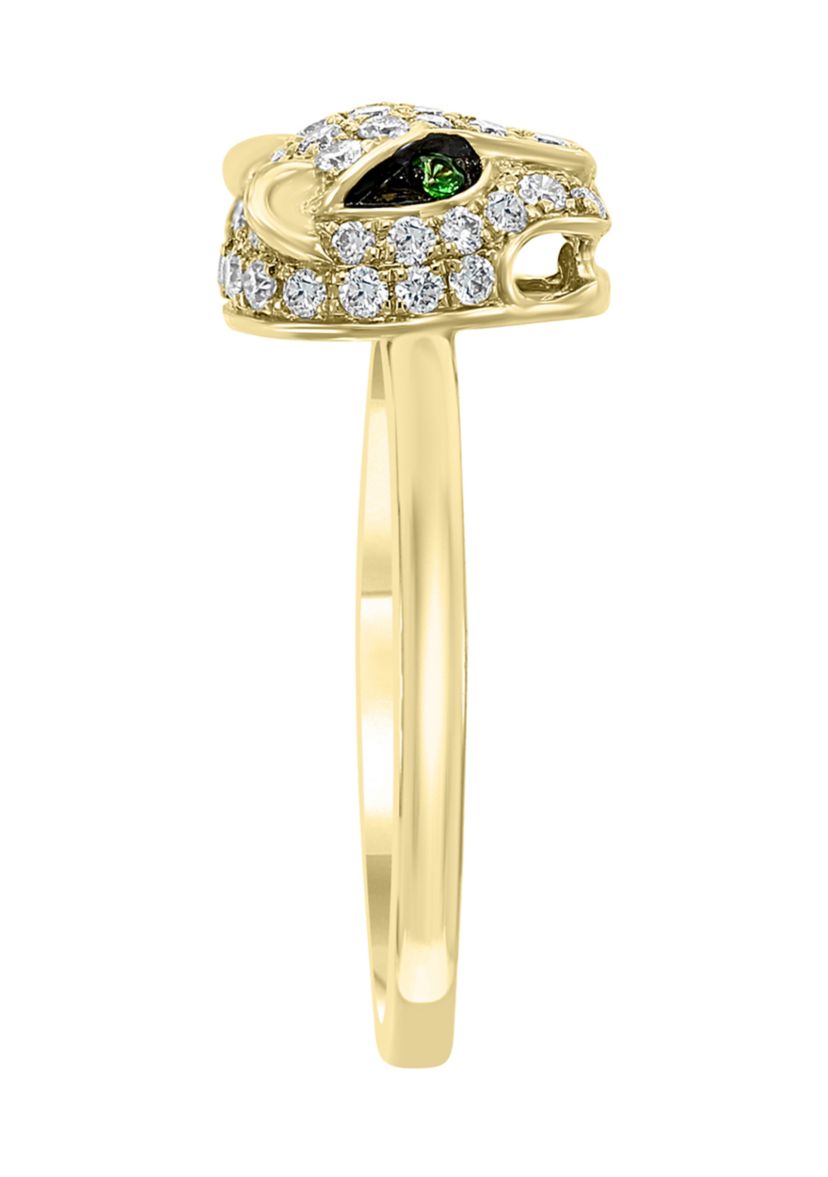 14K Yellow Gold Diamond Tsavorite Ring 