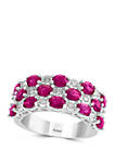 1/4 ct. t.w. Diamond, 3.33 ct. t.w. Natural Ruby Ring in 14k White Gold