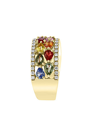 Effy® 3/7 ct. t.w. Diamond, 2.70 ct. t.w. Multi Sapphire, Natural Ceylon  Sapphire, Green Sapphire, Orange Sapphire, Pink Sapphire, Yellow Sapphire  ...