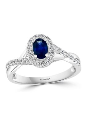 Effy 1/4 Ct. T.w. Diamond And 1/2 Ct. T.w. Sapphire Ring In 14K White Gold