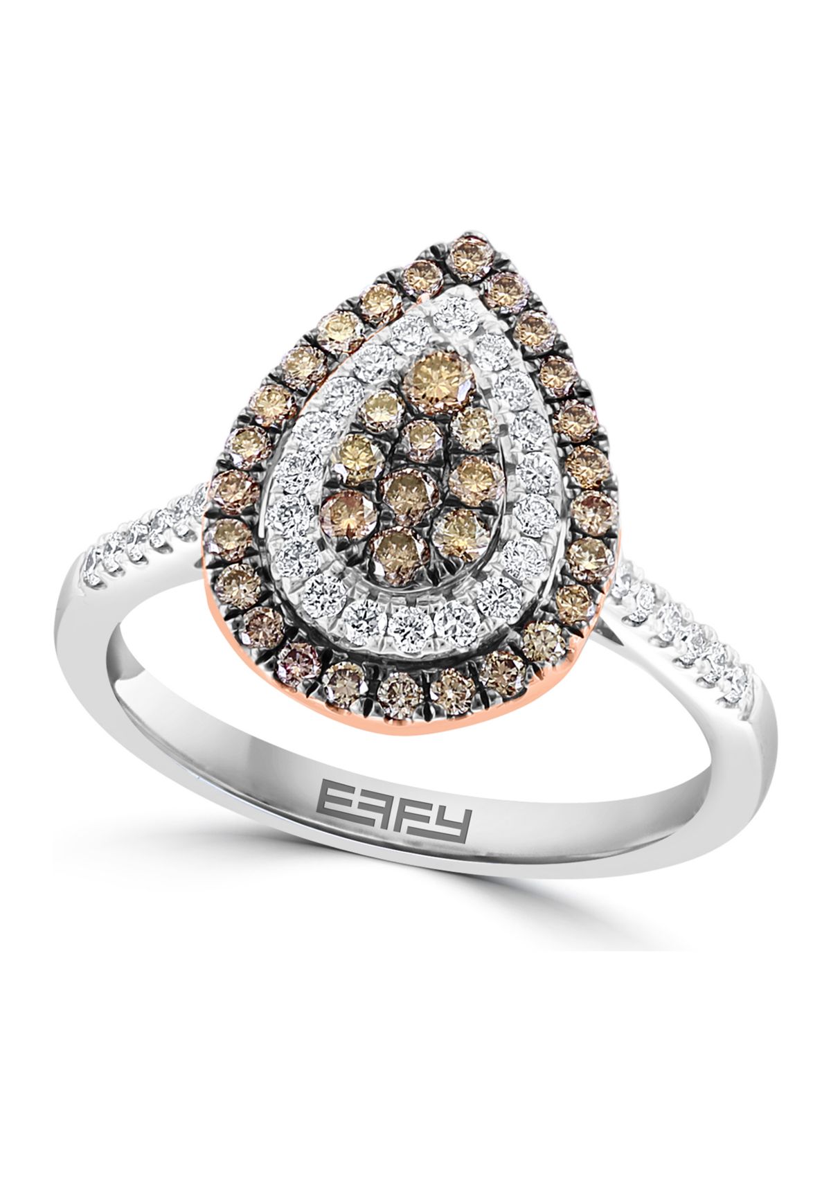14K White and Rose Gold White Diamond and Espresso Diamond Ring