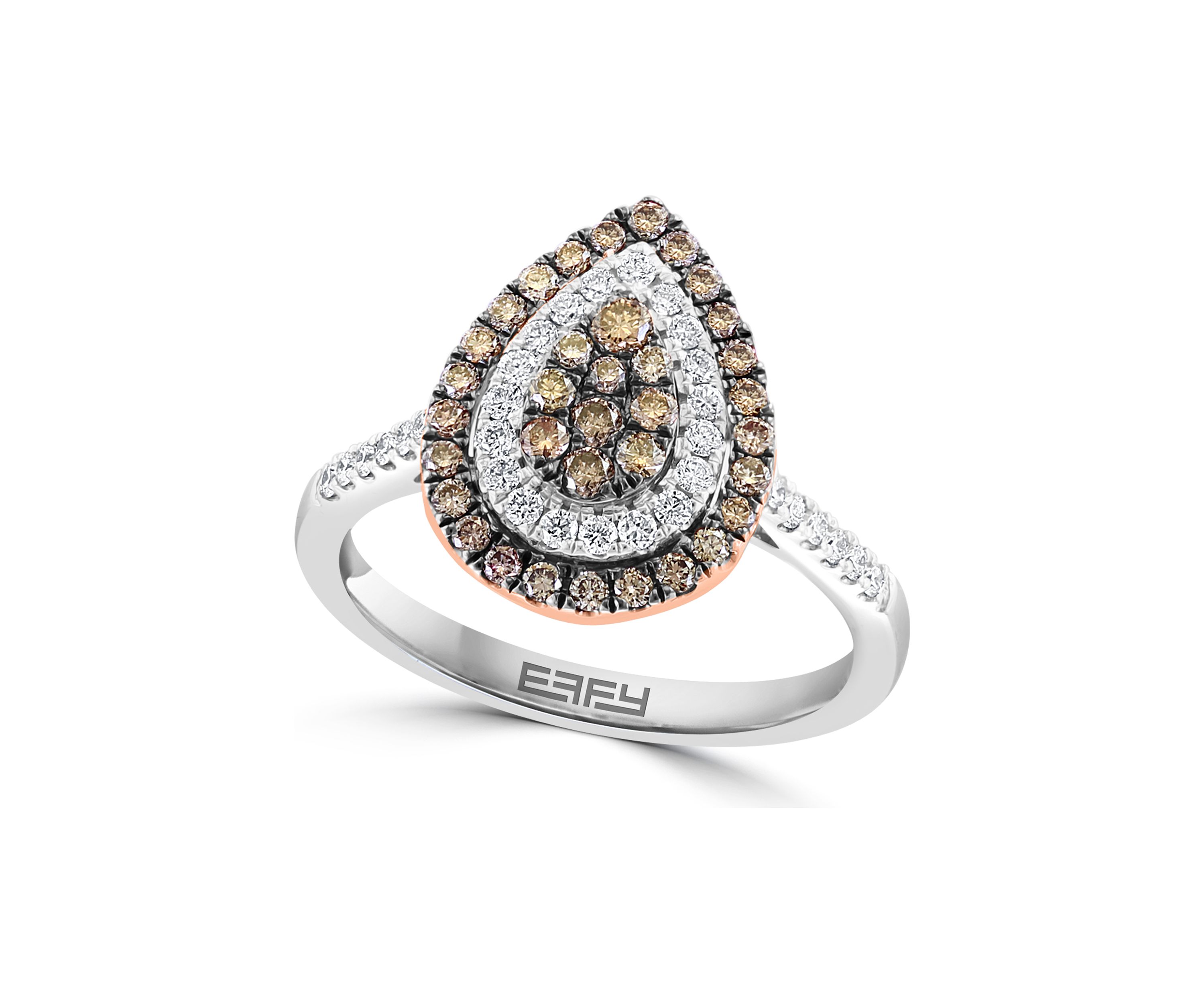 14K White and Rose Gold White Diamond and Espresso Diamond Ring