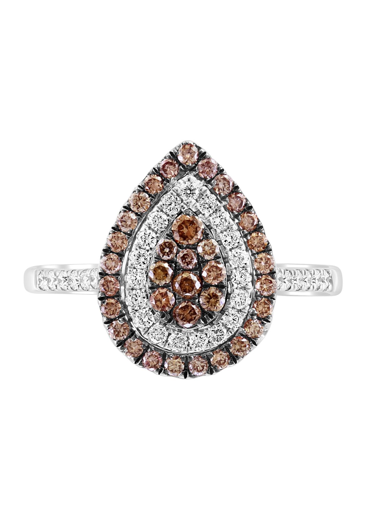 14K White and Rose Gold White Diamond and Espresso Diamond Ring