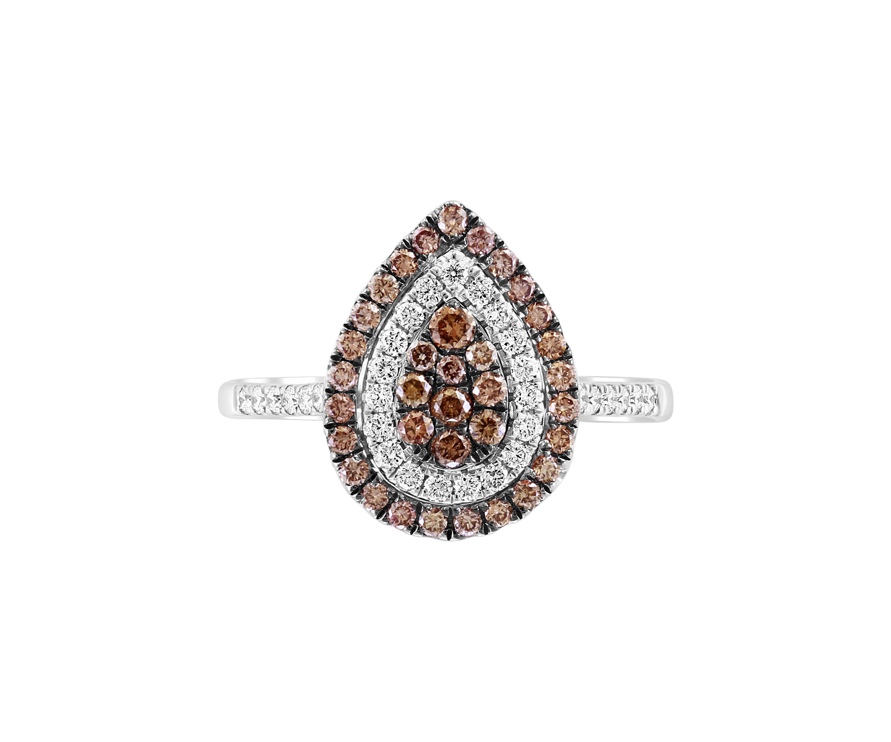 14K White and Rose Gold White Diamond and Espresso Diamond Ring
