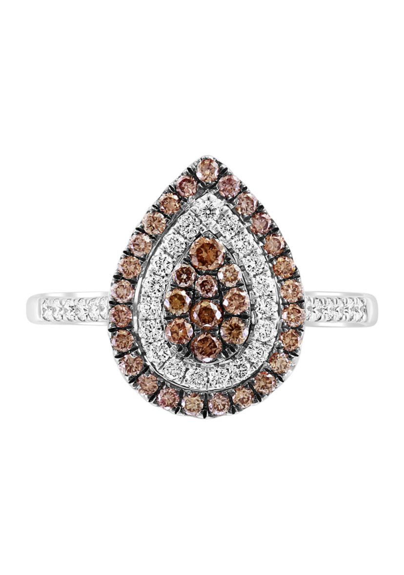 14K White and Rose Gold White Diamond and Espresso Diamond Ring