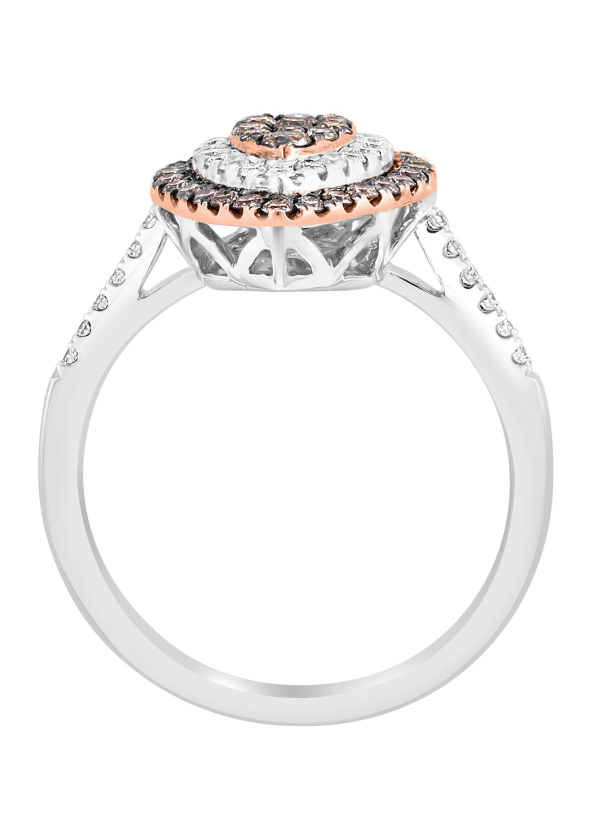 14K White and Rose Gold White Diamond and Espresso Diamond Ring
