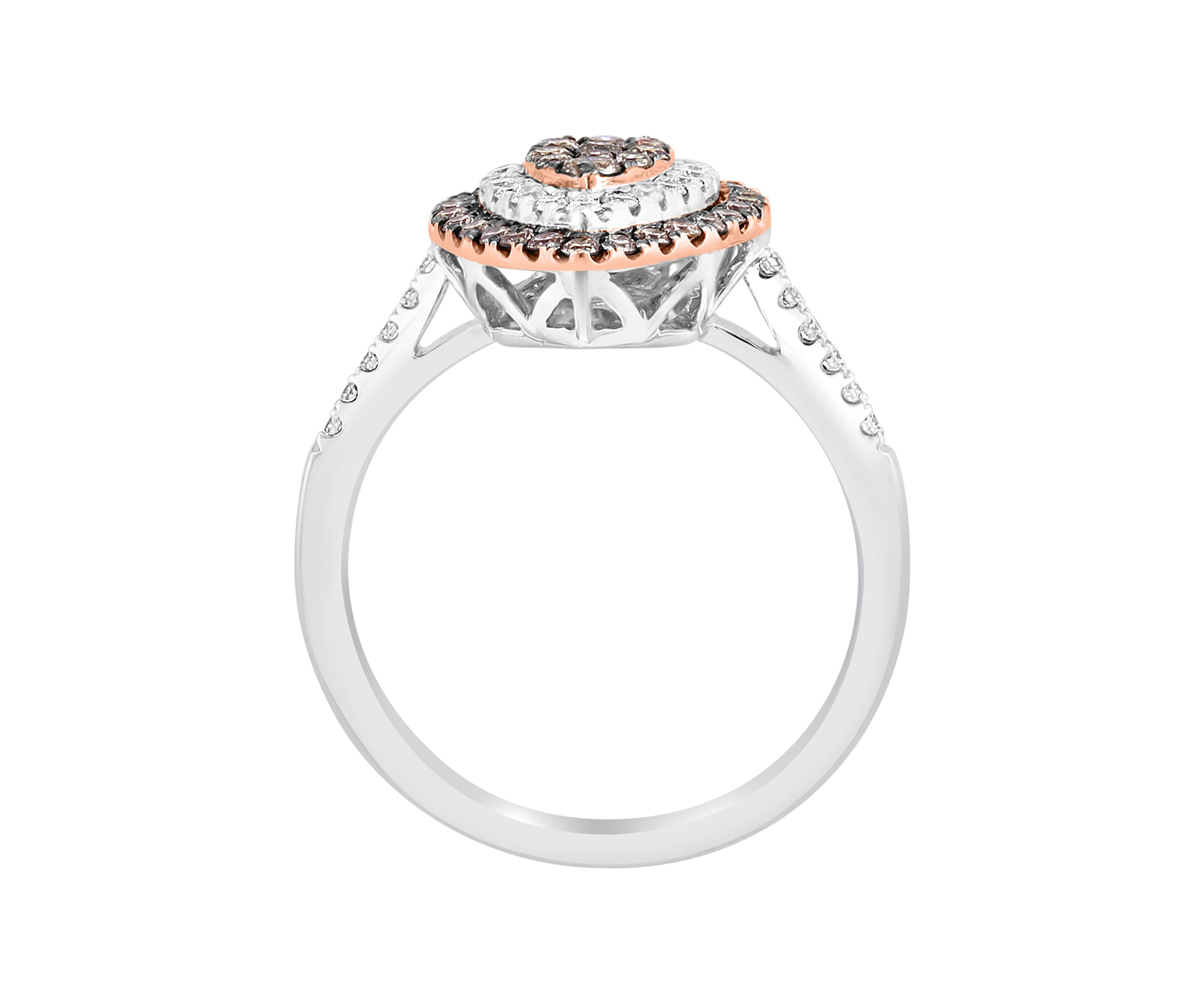 14K White and Rose Gold White Diamond and Espresso Diamond Ring