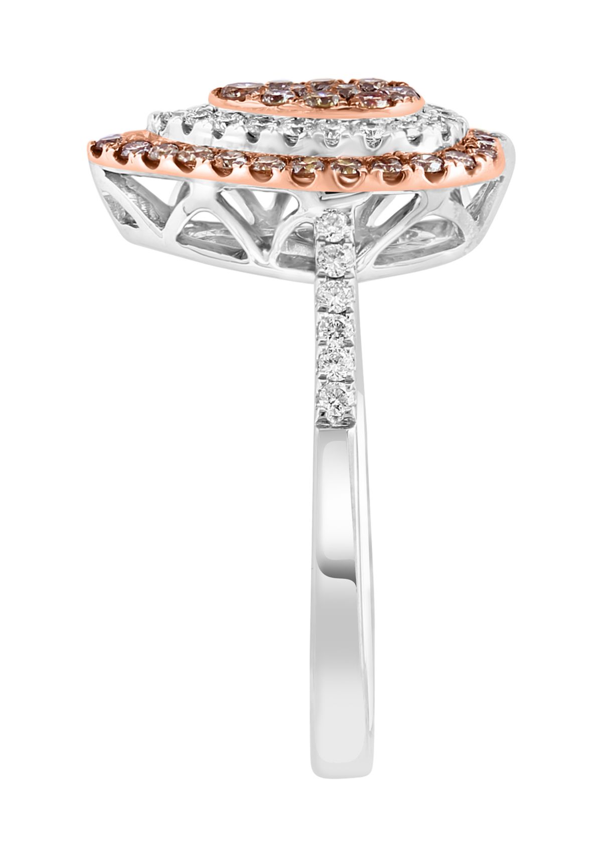 14K White and Rose Gold White Diamond and Espresso Diamond Ring