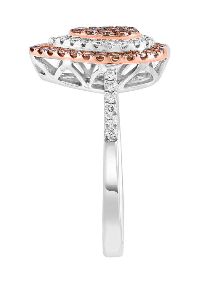 14K White and Rose Gold White Diamond and Espresso Diamond Ring
