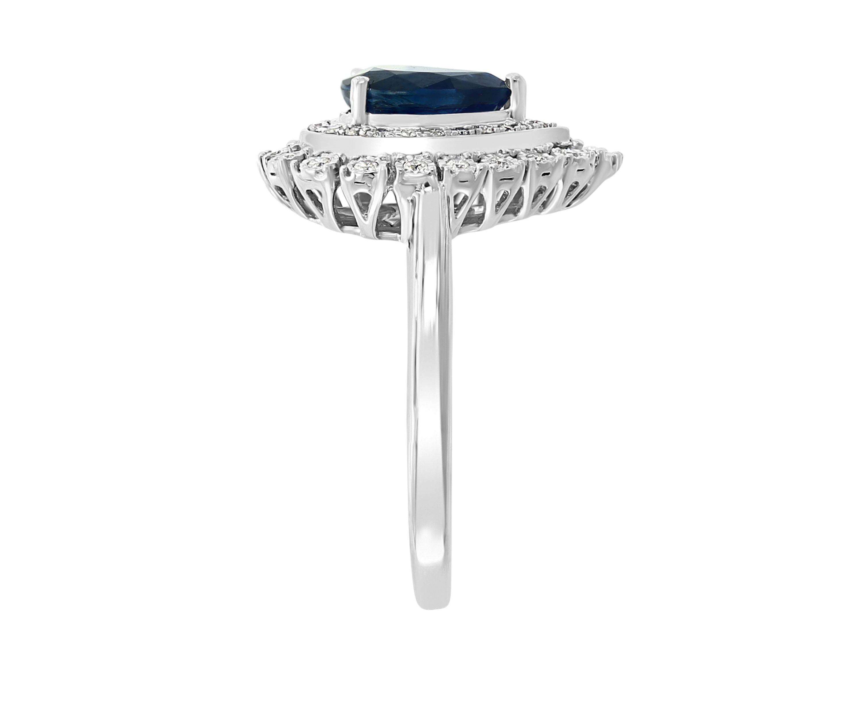 1/5 ct. t.w. Diamond and 1.33 ct. t.w. Natural Sapphire Ring in 14K White Gold 