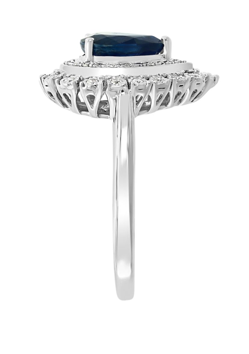 1/5 ct. t.w. Diamond and 1.33 ct. t.w. Natural Sapphire Ring in 14K White Gold 